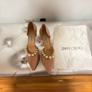 Jimmy Choo Blush Heels with Pearl Accents